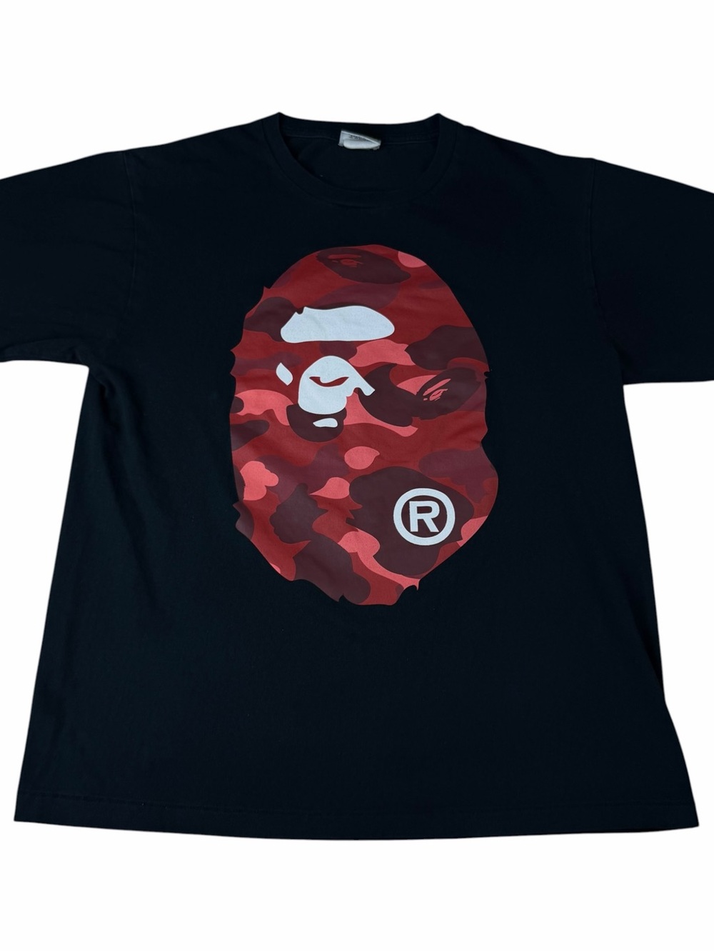 BAPE Color Camo Big Ape Head T-Shirt Black Red Adult Size Large L A Bathing Ape